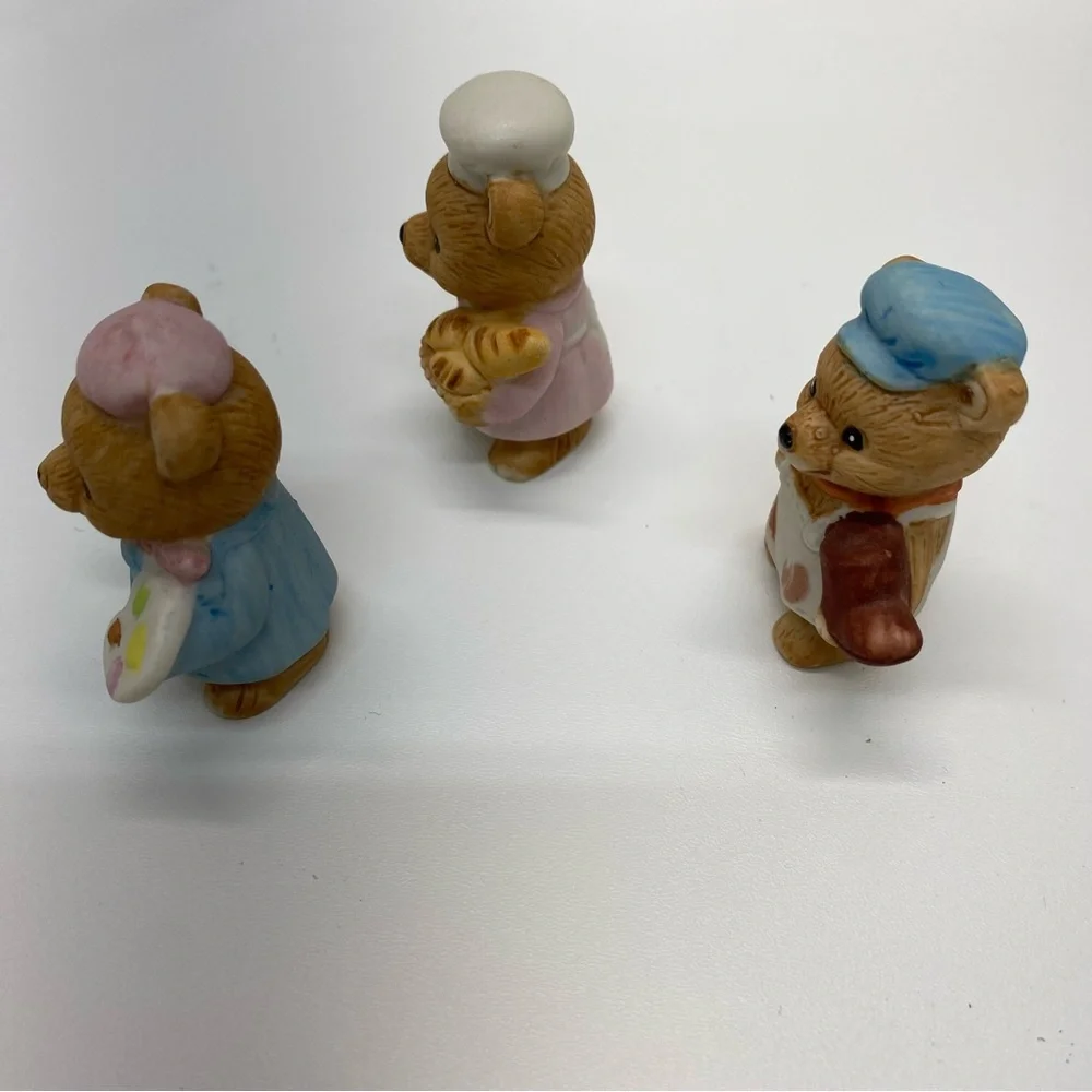 Homco Vintage Bears 3 Career Professional Artist Baker Shoe Cobbler Figurines